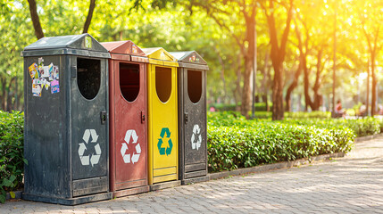 Park Recycling Bins Urban Environmental Sustainability