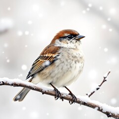 Sparrow on snow