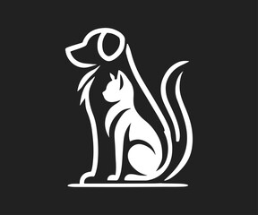logo featuring the silhouette of a dog and a cat sitting side by side