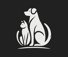 logo featuring the silhouette of a dog and a cat sitting side by side