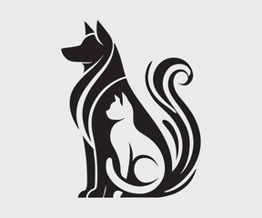logo featuring the silhouette of a dog and a cat sitting side by side