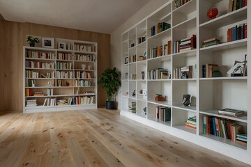 Obraz premium book shelves in a living room