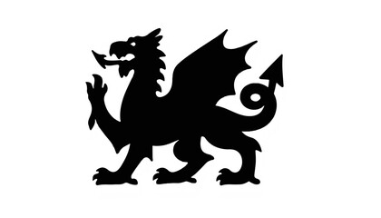 Fototapeta premium Majestic dragon silhouette gracefully posed against a stark backdrop, symbolizing strength and resilience in mythic lore