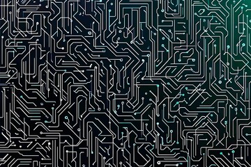 Abstract close-up of a glowing blue digital circuit board, showcasing intricate connections and technological design on a black background.
