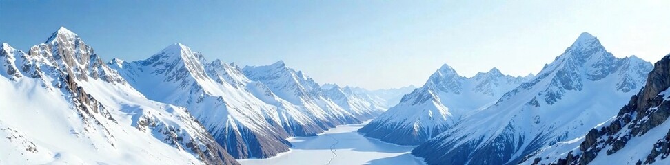 Fototapeta premium Snow-capped mountains with rugged terrain and icy ridges, majestic, frozen
