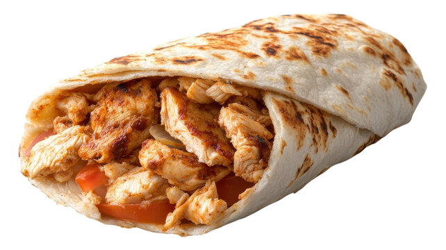 A delicious chicken wrap filled with tender grilled chicken and fresh vegetables, perfect for a quick and satisfying meal anytime.