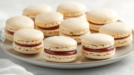 Delicious macarons on plate, perfect for dessert lovers and gatherings
