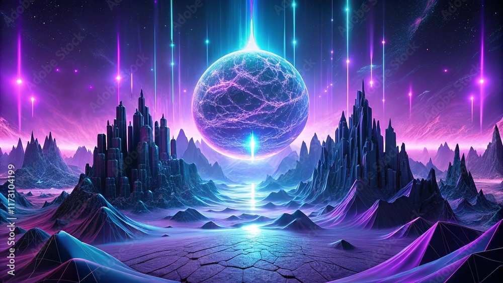 Wall mural a captivating violet computer technology background featuring intricate big data visualization, a fu