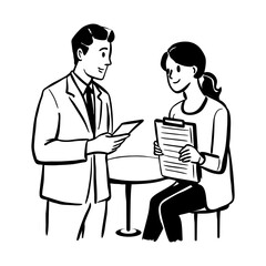 A hand drawn illustration of hr team doing discussion 