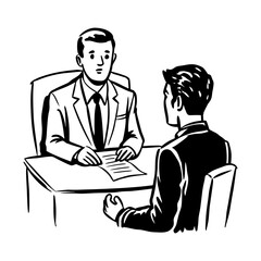 Doodle style illustration depicting interview process 