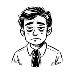 A hand drawn illustration of a sluggish employee 
