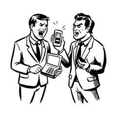 Sketchy style illustration depicting office conflict 
