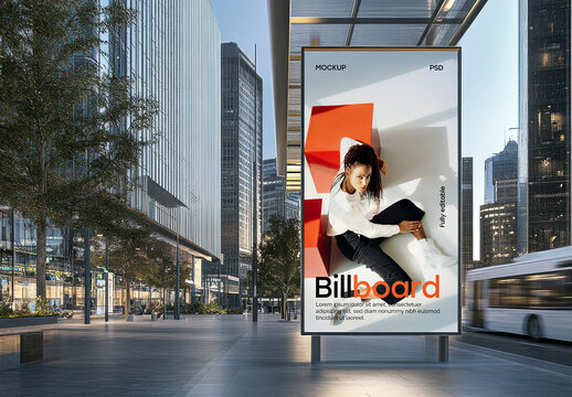  Bus Stop Advertising Mockup with Generative AI
