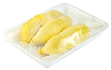 durian fruit in packaging isolated