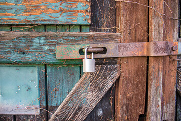 Lock on an old abandoned barn