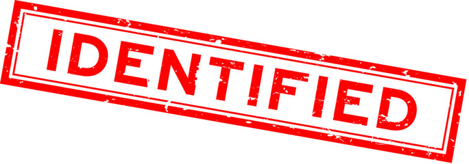 Grunge red identified word square rubber seal stamp on white bacckground