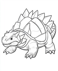 Fun Ankylosaurus Coloring Page for Kids in Cartoon Style