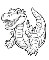 Fun Baryonyx Dinosaur Coloring Page for Kids in Cartoon Style