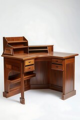 Fototapeta premium Corner desk with ample workspace on a white background