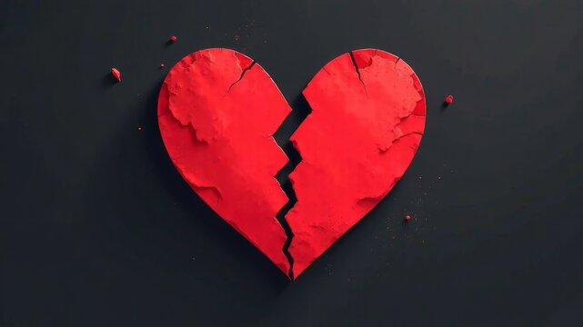 illustration of a broken red heart