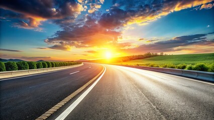 Naklejka premium Asphalt Road with Tire Tracks Leading to Open Horizon - Scenic Highway Stock Photo