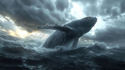 Fototapeta premium A humpback whale breaching.