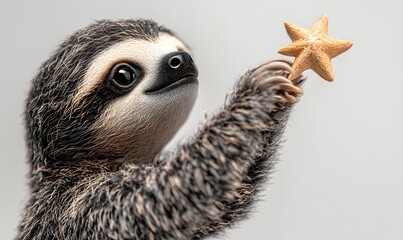 Adorable sloth holding a star.