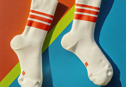 Sport Socks Mockup with Modern Geometric Background with Generative AI