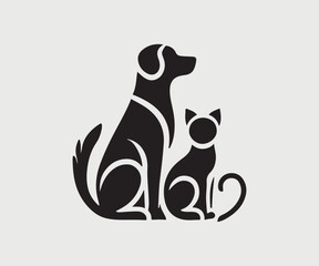 logo featuring the silhouette of a dog and a cat sitting side by side