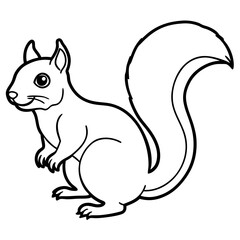 Cute Silhouette of a Squirrel line art vector cartoon illustration