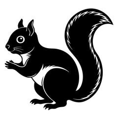 Cute Silhouette of a Squirrel line art vector illustration