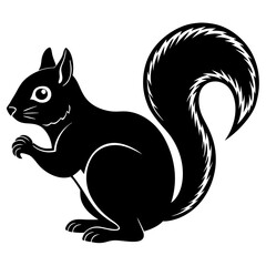 Cute Silhouette of a Squirrel line art vector cartoon illustration