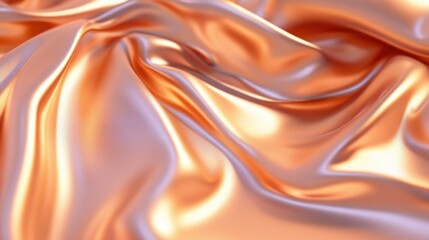 Obraz premium Luxurious peach silk fabric with soft folds and gentle light reflections.