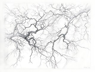 Obraz premium Outline of a tree with sprawling branches on a white background