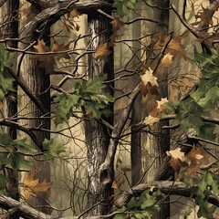 Vector camouflage pattern. Hunting camouflage seamless pattern background. Forest camouflage texture for hunting and military purposes.