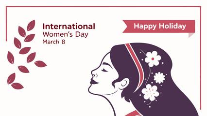 Elegant International Women’s Day Design - Floral Profile and March 8 Celebration Card.