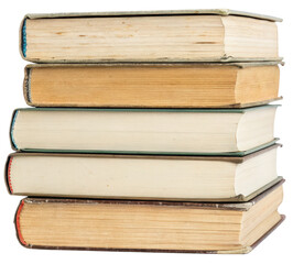 Stack of old books isolated with transparent background