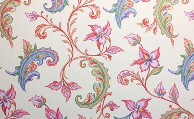 Fototapeta premium A luxurious silk fabric draped with a vibrant paisley pattern showcasing rich colors and intricate details