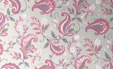 A luxurious silk fabric draped with a vibrant paisley pattern showcasing rich colors and intricate details