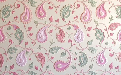 A luxurious silk fabric draped with a vibrant paisley pattern showcasing rich colors and intricate details