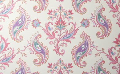Fototapeta premium A luxurious silk fabric draped with a vibrant paisley pattern showcasing rich colors and intricate details