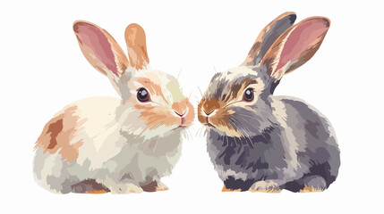 Obraz premium Wide Angle Grunge Couple Rabbit: Cute Wild Animal Portrait