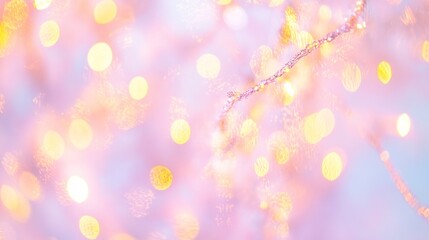 Obraz premium Pastel pink and gold bokeh lights background.
