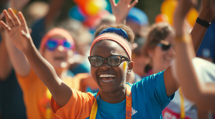 Joyful Community Run for Charity with Excited Participants
