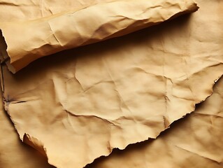 Aged, crumpled parchment paper scroll.