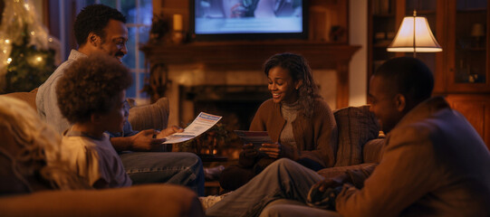 Family Discussion on Voter Education in a Cozy Living Room Setting