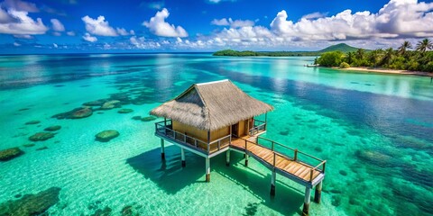 Obraz premium Bora Bora Overwater Bungalow: Minimalist Tropical Paradise