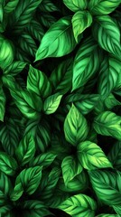 Lush green leaves in a vibrant, textured pattern.