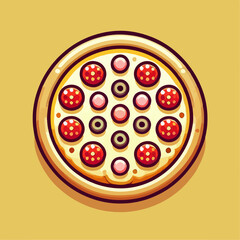 cartoon of pizza, food illustration, pizza vector, pizza