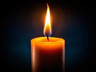 Burning Candle Close-Up: Dark Background Stock Photo